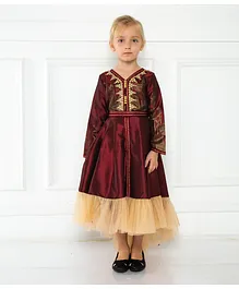 Amri Sequin Frilled Frock - Dark Maroon