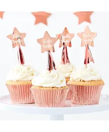 Ginger Ray Star Cupcake Toppers Pack of 12 - Rose Gold