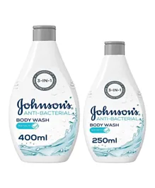 Johnson's Anti-Bacterial Sea-salt Bodywash 400ml + 250ml - Free