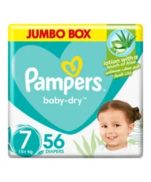 Pampers Baby-Dry Diapers with Aloe Vera Lotion and Leakage Protection Size 7 - 56 Pieces