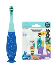 Marcus & Marcus Toothbrush With 3 Nylon Replacement Heads - Blue