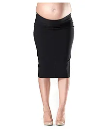 Mums & Bumps Soon Flora Fold Pencil Maternity Skirt - Black