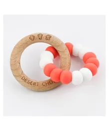 Desert Chomps Lasso Summer Time Silicone & Wooden Teether - Coral & Pearls