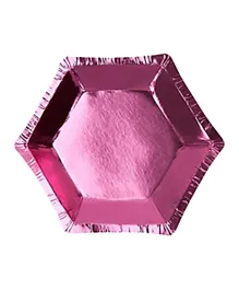 Neviti Pink Foil Small Hexagonal Plate - Pack of 8