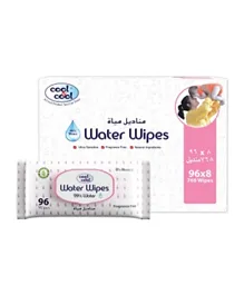 Cool & Cool Pack of 8 Water Wipes - 96 Pieces Each