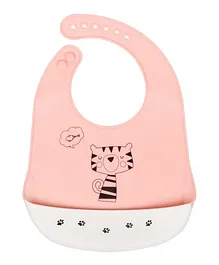 Little Angel Tiger Printed Baby Silicon Bib - Pink