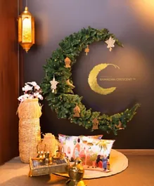 Ramadan Crescent Decorative Prelit Moon for EID & Ramadan - Green