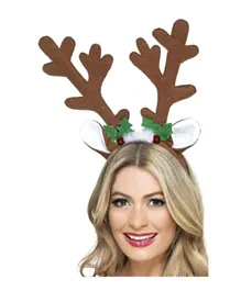 Smiffys Reindeer Antlers With Bells - Brown
