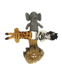 Papoose African Animal Finger Puppets Pack of 4 - Multicolour