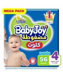 BabyJoy Culotte Mega Pack Pant Style Diapers Large Size 4 - 56 Pieces