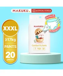 MAKUKU Comfort Fit Diaper Pants Size 7 XXX-Large - 20 Pieces