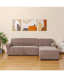 HomeBox Veloura Solid Velveteen Right Corner Sofa Cover