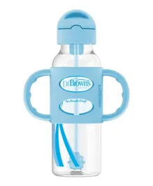 Dr. Brown's Sippy Straw Bottle with Silicone Handles Blue - 250mL