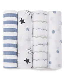 Aden & Anais Rock Star Classic Swaddles  Blue & White - Pack of 4