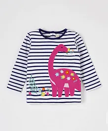 JoJo Maman Bebe Dino Applique T-Shirt - Navy