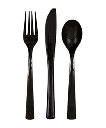 Unique Plastic Party Cutlery Midnight Black - 18 Pieces