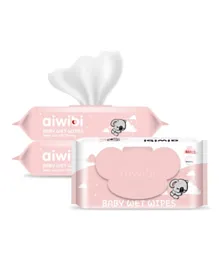 Aiwibi 100% Skin-friendly Baby Wet Wipes, Skin Friendly for Newborn, Softer, Alcohol Free, 0 Months+, Pack of 3 - 240 Pieces
