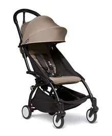 Babyzen YOYO- 2 Stroller - Black Frame with Taupe Seat and Canopy