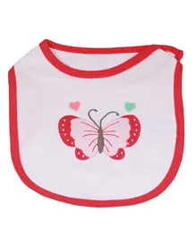 Tiny Hug Butterfly Bib - White Red