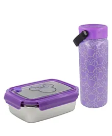 Stor Minnie Mouse Young Adult Stainless Steel Rectangular Sandwich Box - 1020ml + Stainless Steel Hydro Bottle - 530ml