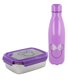 Stor Minnie Mouse Young Adult Stainless Steel Bottle - 780ml + Stainless Steel Rectangular Sandwich Box - 1020ml