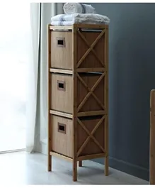 PAN Home Dilek 3-tier Bamboo Shelf With Basket - Natural