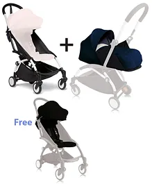 BABYZEN YOYO 2 Frame - Black + BABYZEN YOYO Newborn Air France Blue Pack SE + FREE BABYZEN YOYO  Black Color Pack