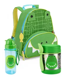Skip Hop Crocodile Zoo Insulated Food Jar  - 325mL with School Bag or Back Pack and Water Bottle