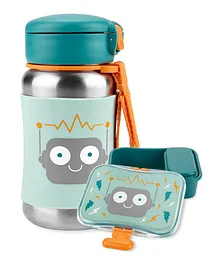 Skip Hop Robot Spark Style Stainless Steel Straw Water Bottle - 350mL and Lunch Box & Bag