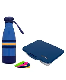 Yumbox Presto Stainless Steel Bento Box - Blue and Water Bottle