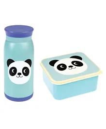 Rex London Miko The Panda Lunch Box - Blue with Water Bottle