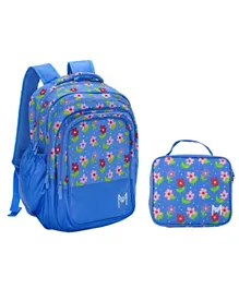 MontiiCo Petals Backpack Blue - 17.7 Inches and Lunch Bag
