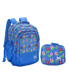 MontiiCo Petals Backpack Blue - 17.7 Inches and Lunch Bag