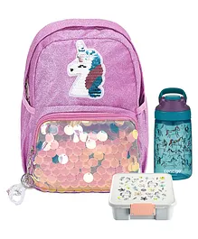 Bento Three Lunch Box - Spring Unicorn with STATOVAC School Bags & Back Packs and Contigo Water Bottles
