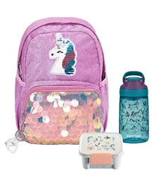 Bento Spring Unicorn Two Lunch Box - White with STATOVAC School Bags & Back Packs and Contigo Water Bottles