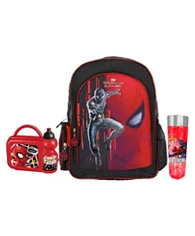 Spider Man Red Backpack - 16 Inches with Spider Man Lunch Boxes & Bags and Spider Man Water Bottles