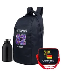 Skechers Backpack Black 06 - 13 Inches with 24 Bottles Water Bottles and FIFA Lunch Boxes & Bags