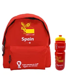 FIFA 2022 Country Spain Casual Oval Backpack with Front Pocket - 16 Inches and FIFA Water Bottles