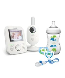 Philips Avent Digital Video Baby Monitor + Elephant Design Boy Gift Set