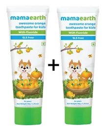 Mamaearth Awesome Orange Toothpaste For Kids With Fluoride 50gm 1+1