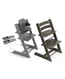 Stokke Tripp Trapp High Chair - Hazy Grey with free Baby Seat - Storm Grey