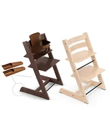 Stokke Tripp Trapp High Chair - Natural with free Baby Set - Walnut Brown