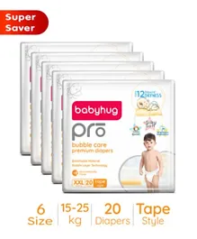 Babyhug Pro Bubble Care Premium Tape Style Diapers Size 6 - 100 Pieces