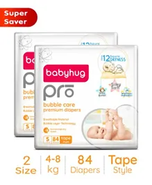Babyhug Pro Bubble Care Premium Tape Style Diapers Size 2 - 168 Pieces