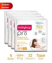 Babyhug Pro Bubble Care Premium Tape Style Diapers Size 1 - 88 Pieces