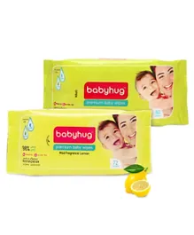 Babyhug Premium Baby Wipes - 80 Pieces and Babyhug Premium Baby Lemon Wipes - 72 Pieces