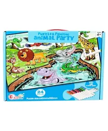 Tu Sun Puzzle and Painting animal Party Multicolor - 24 Pieces