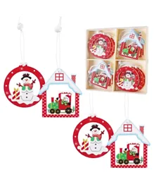 Highland Wooden Christmas Tree Hanging Ornaments - 12 Pieces
