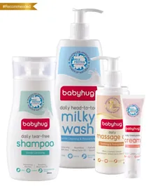 Babyhug  Shampoo 200 ml, Body wash 400 ml, Cream 100 ml & Oil 200 ml