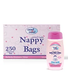 Cool & Cool Nappy Bags & Free Baby Lotion 100 ml - 250 Bags
